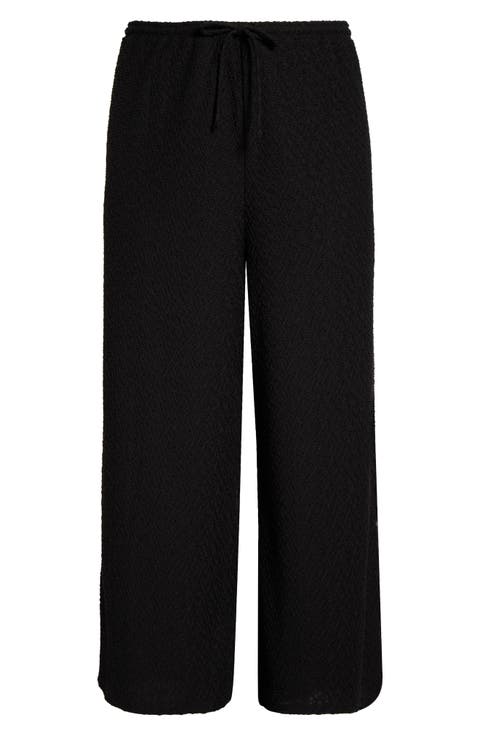 Textured Drawstring Pants (Plus)
