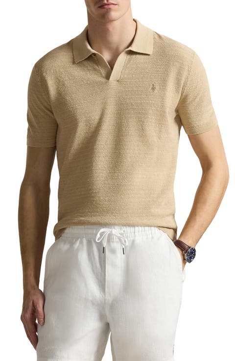 Textured Seed Stitch Cotton & Linen Polo
