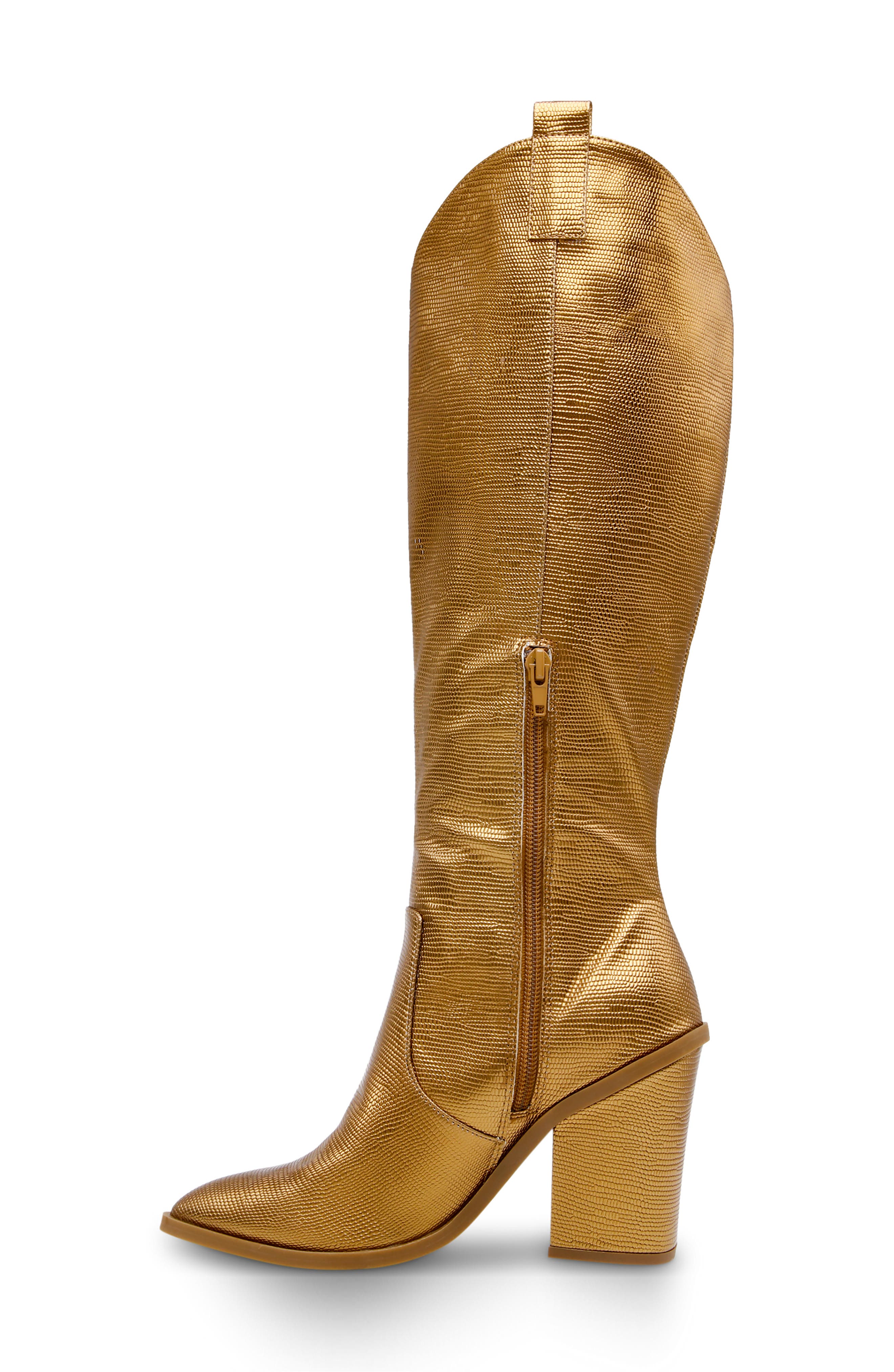 Nykko Snake Embossed Tall Boot, Alternate, color, CARAMEL