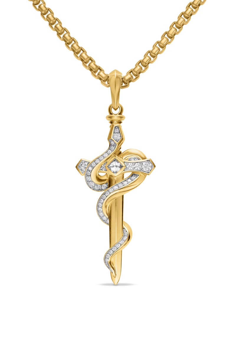 David Yurman Men's Ouroboros Snake Amulet with Diamonds, Alternate, color, Gold