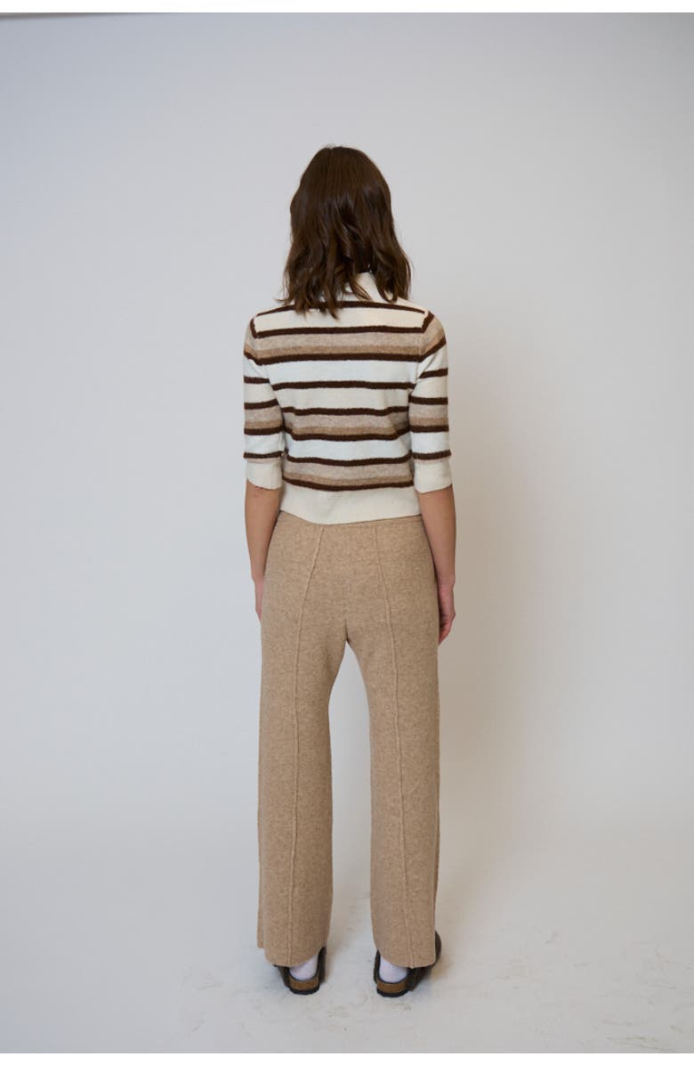 Central Park West Ash Striped Half Sleeve Crew, Alternate, color, Ivory Multi