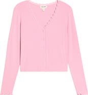 Open Edit Daydream Lace Trim Rib Button-Up Lounge Top