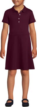 Lands' End School Uniform Girls Short Sleeve Interlock Polo Dress