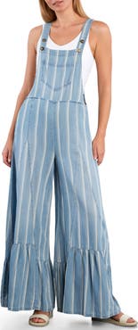 Billy T Butterfly Ruffle Leg Cotton Blend Overalls