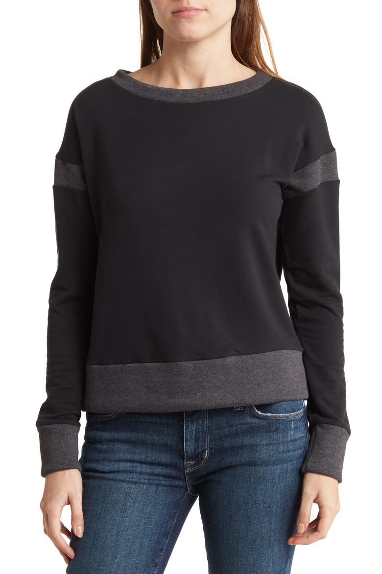 Spring Varsity Long Sleeve Tee, Main, color, BLACK