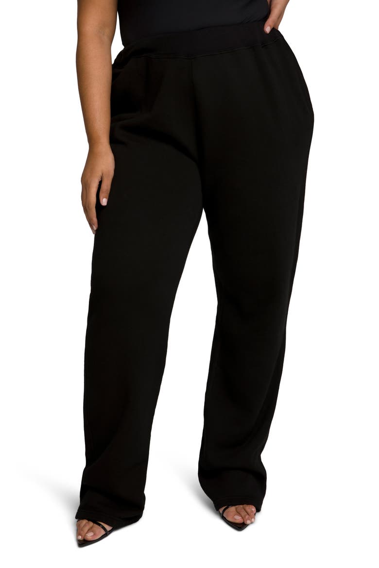 Terry Fleece Wide Leg Sweatpants, Alternate, color, BLACK001