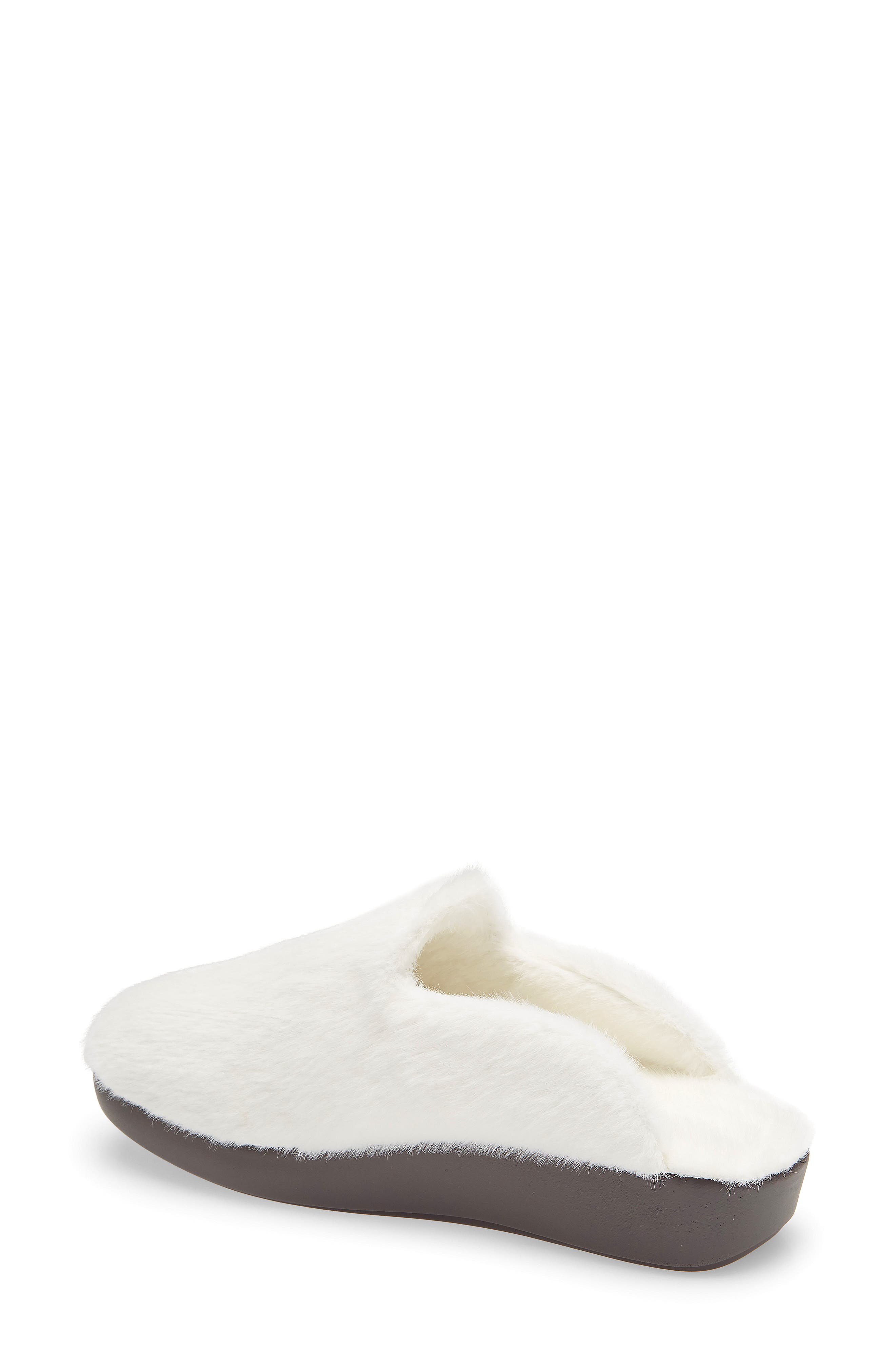 Leisurelee Faux Fur Slipper, Alternate, color, WHITE