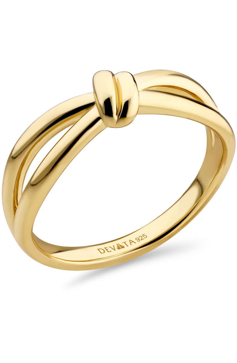 DEVATA Love Knot Ring in Gold Plated Sterling Silver, Alternate, color, Yellow Gold