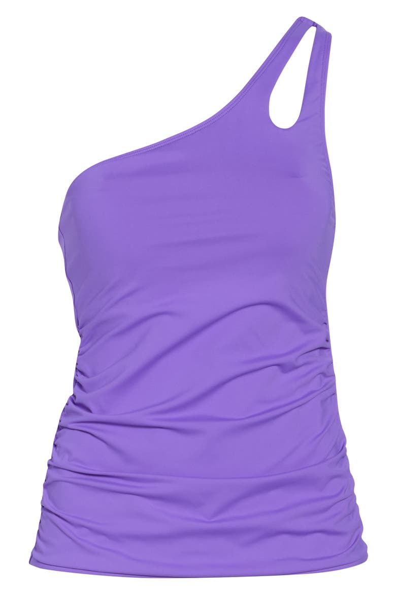 Keyhole Cutout One-Shoulder Tankini Bikini Top, Alternate, color, ULTRAVIOLET