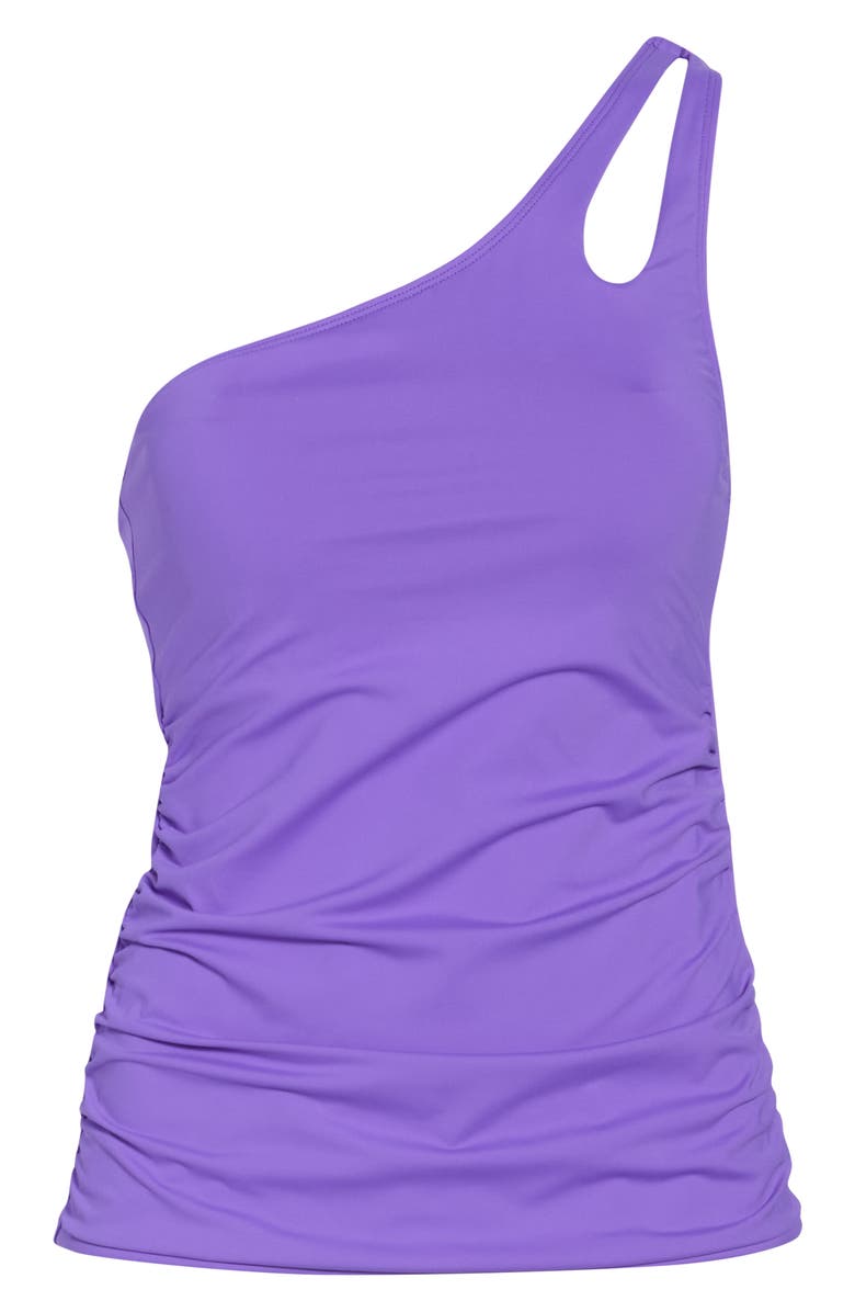 La Blanca Keyhole Cutout One-Shoulder Tankini Bikini Top, Alternate, color, 