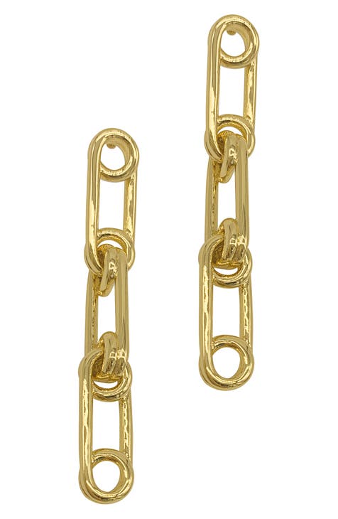 Safety Pin Drop Earrings