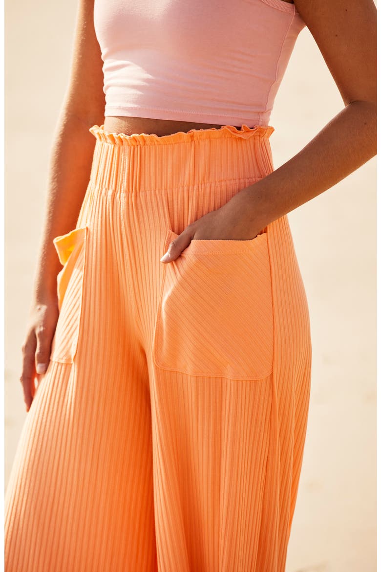 Free People FP Movement Blissed Out Wide Leg Pants, Alternate, color, NEON PEACH