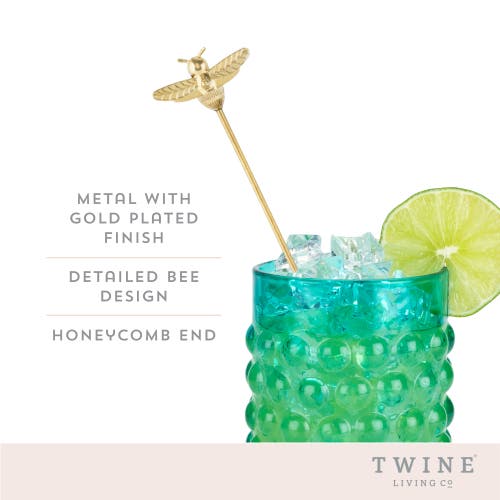 Twine Bumble Bee Stir Sticks Set Of 4 In Gold