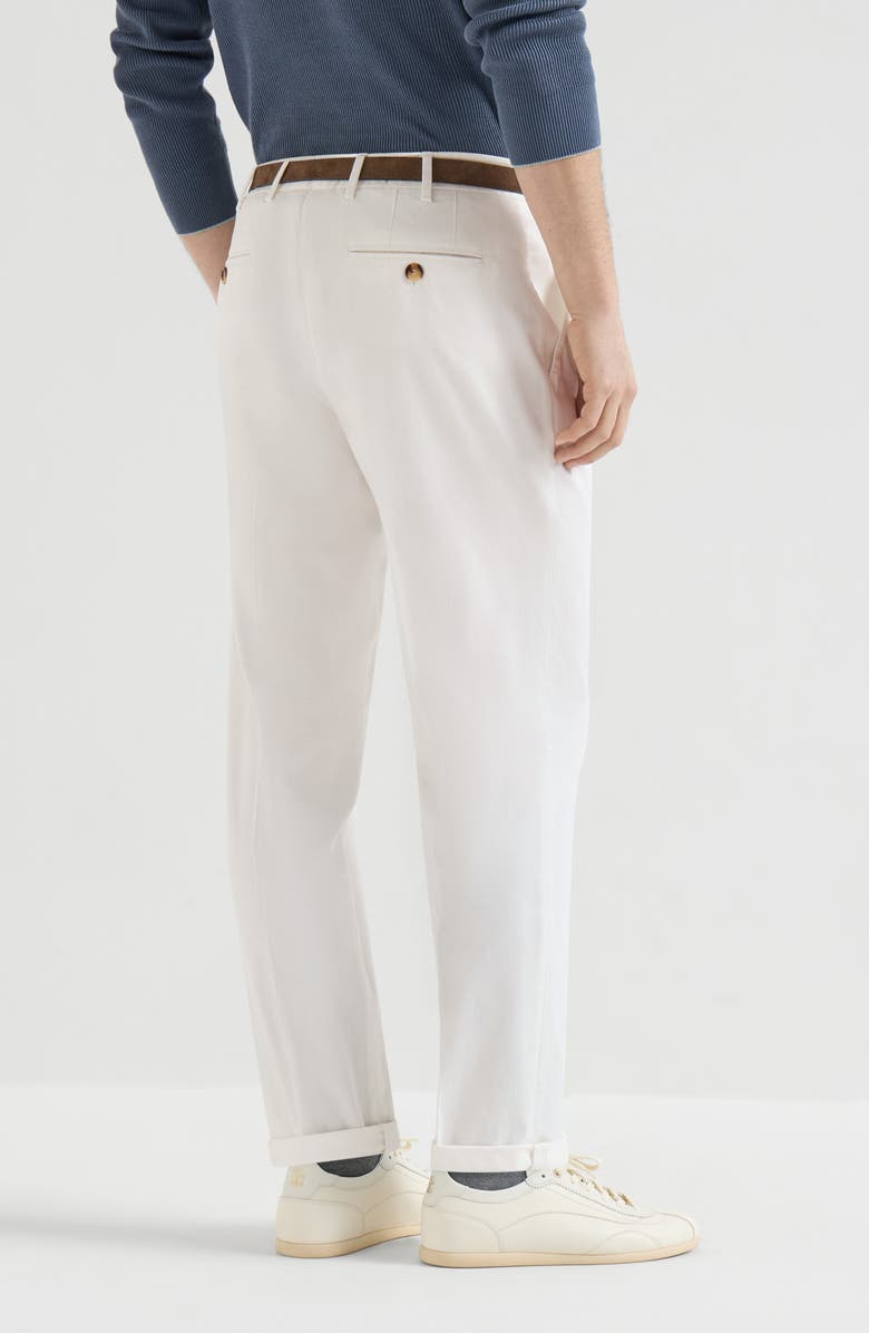 Brunello Cucinelli Comfort gabardine trousers, Alternate, color, Snow