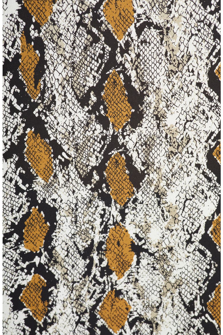 Print Tie Neck Blouse, Alternate, color, MUSTARD SNAKE PRINT