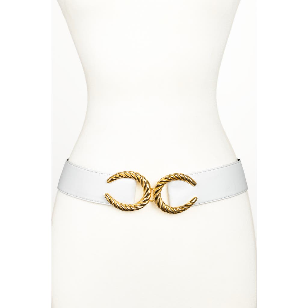 Raina Belts Cc Buckle Leather Belt In White