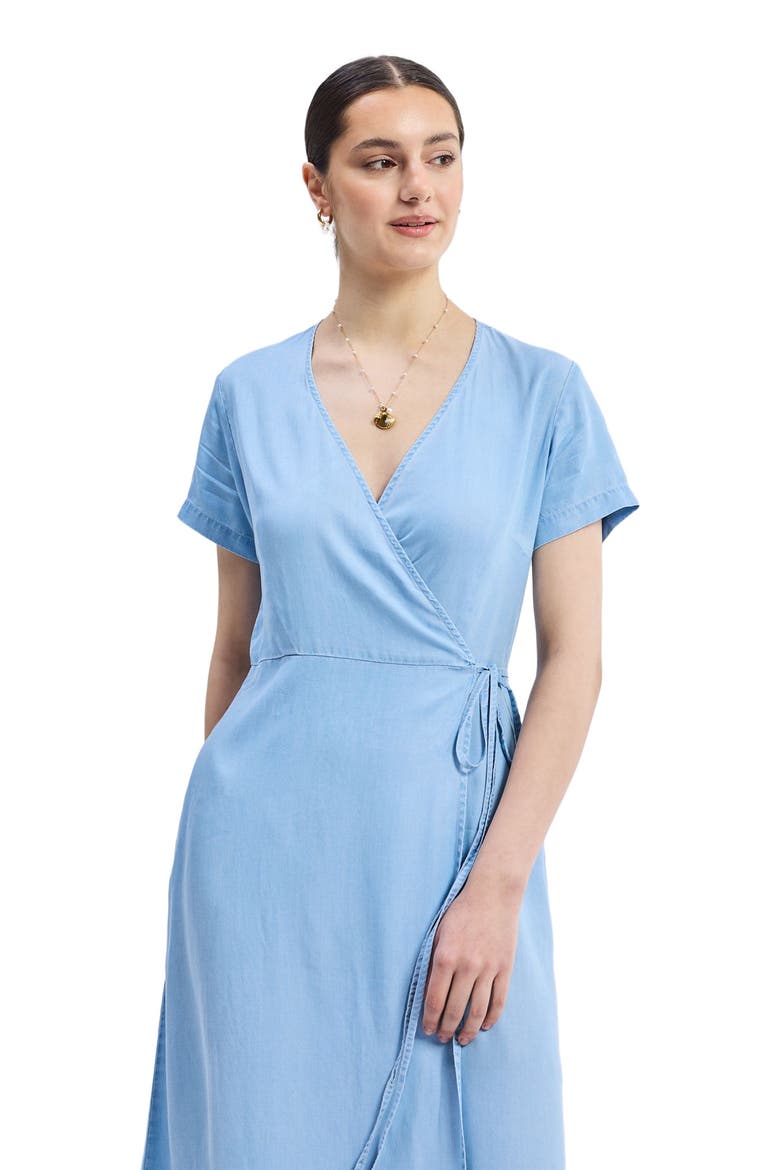 Maxi Wrap Dress in Light Blue, Alternate, color, Light Blue