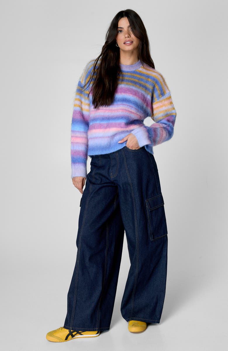 NASTY GAL Brushed Stripe Crewneck Sweater, Alternate, color,