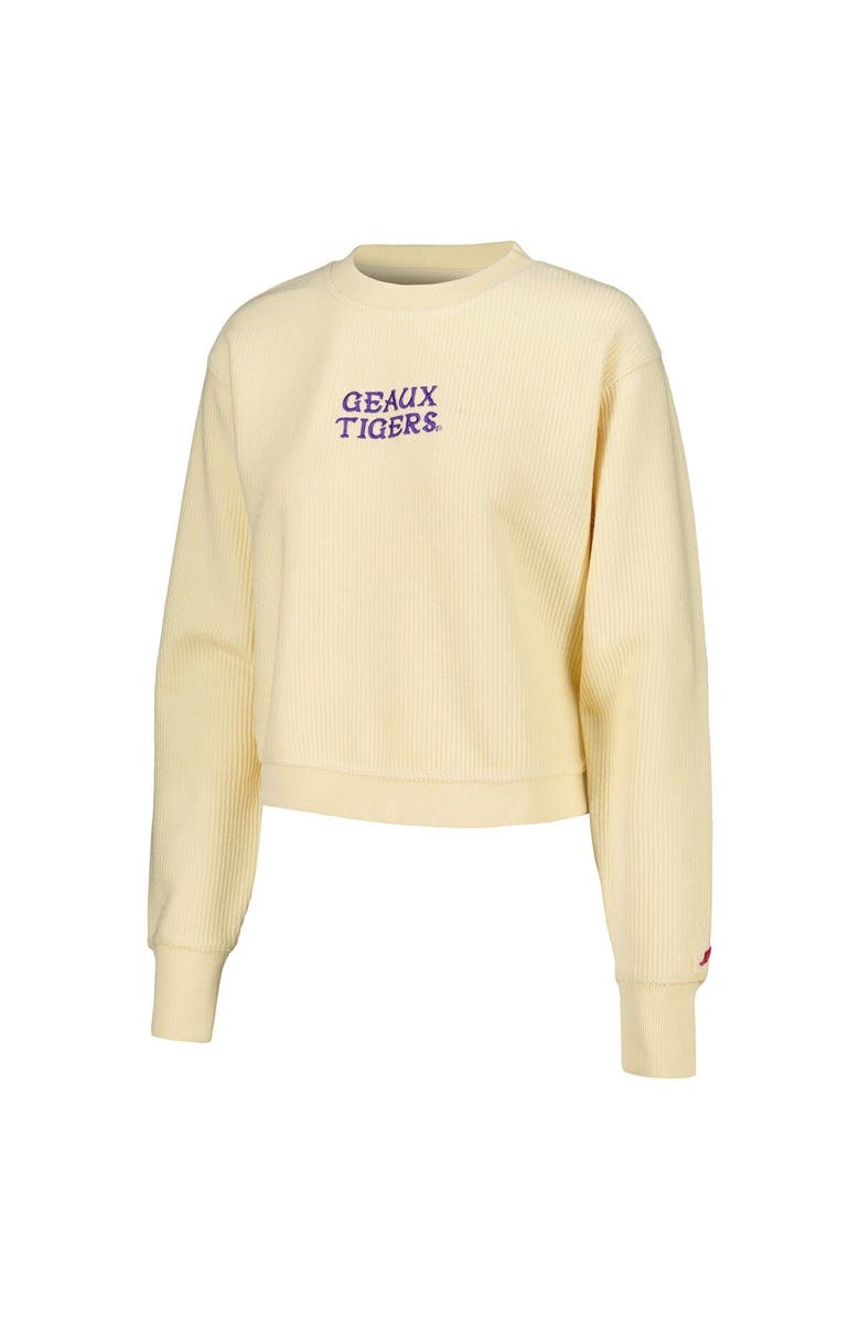 LEAGUE COLLEGIATE WEAR Women's League Collegiate Wear Cream LSU Tigers Timber Cropped Pullover Sweatshirt, Alternate, color, Cream