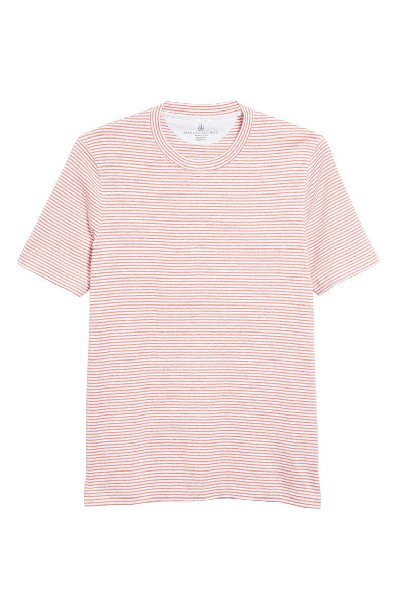 Brunello Cucinelli Stripe Cotton & Linen T-Shirt, Alternate, color, 