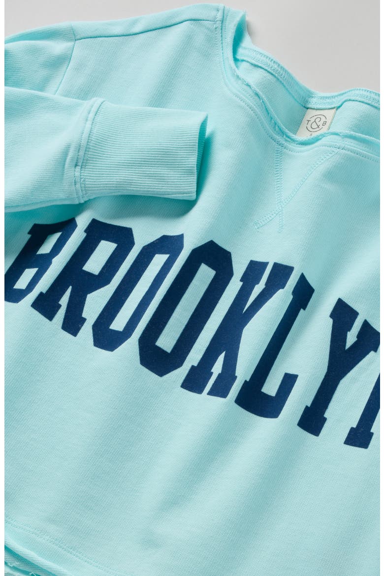 Kids' Crop Sweatshirt, Alternate, color, BLUE CLEARWATER BROOKLYN