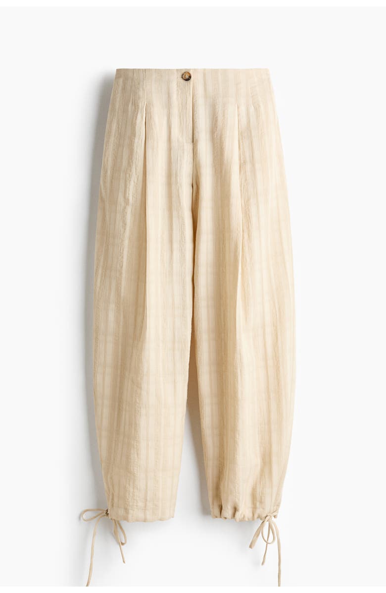 H&M Drawstring-detail Balloon Trousers, Main, color, Light Beige/Striped