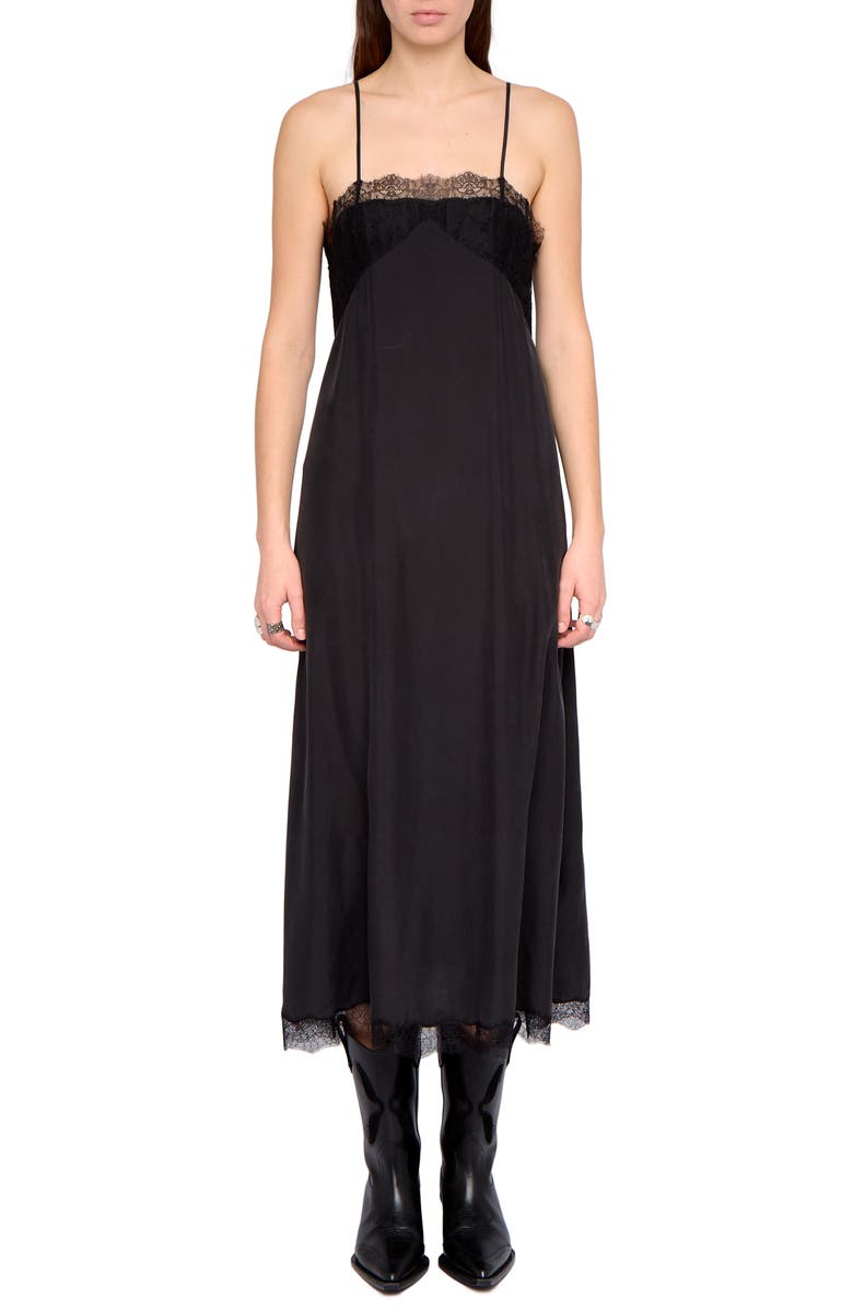 Zadig & Voltaire Ridar Silk Slipdress, Main, color, Black