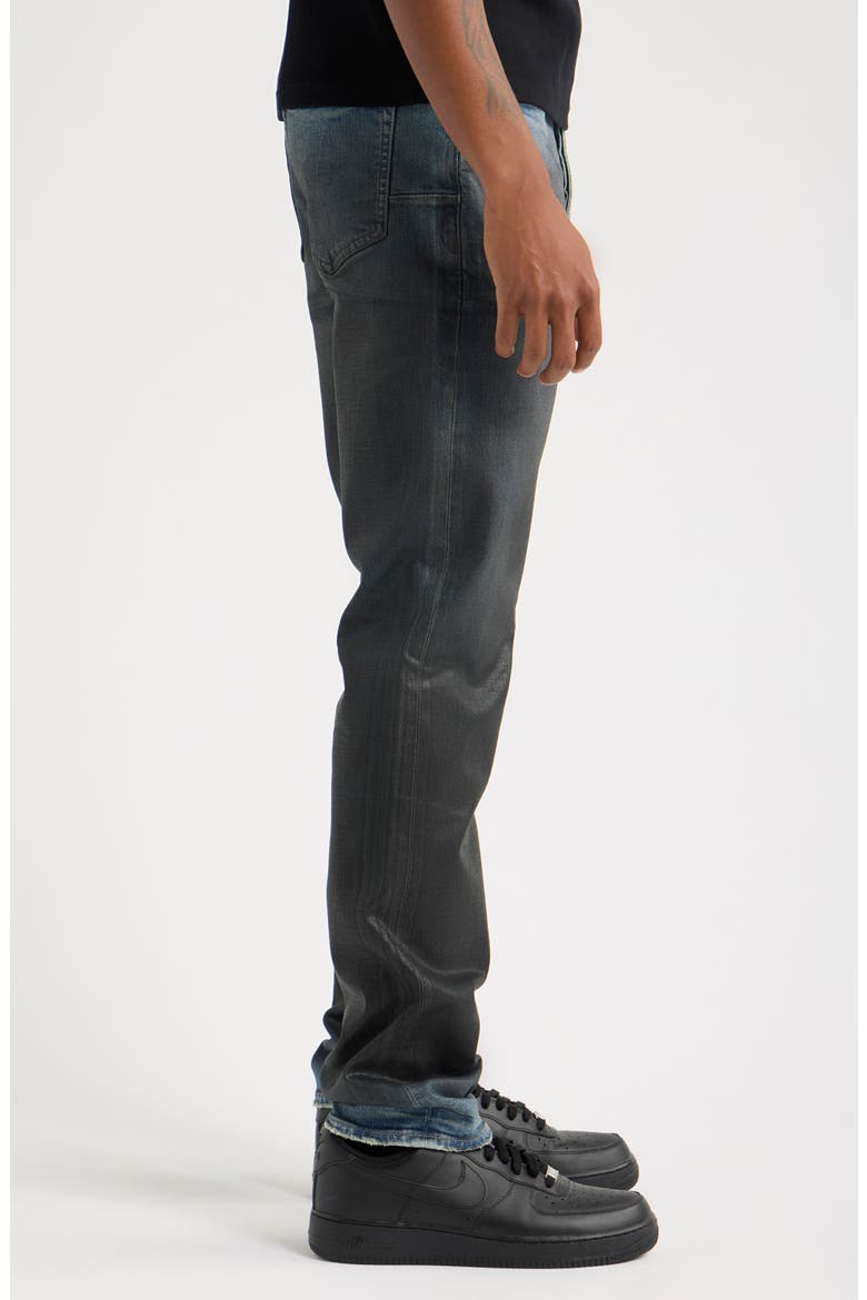 Coated Gradient Skinny Jeans, Alternate, color, MID INDIGO