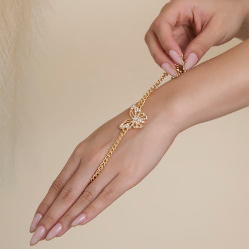 Jessica Simpson Gold-tone Butterfly Crystal Chain Bracelet In Gold