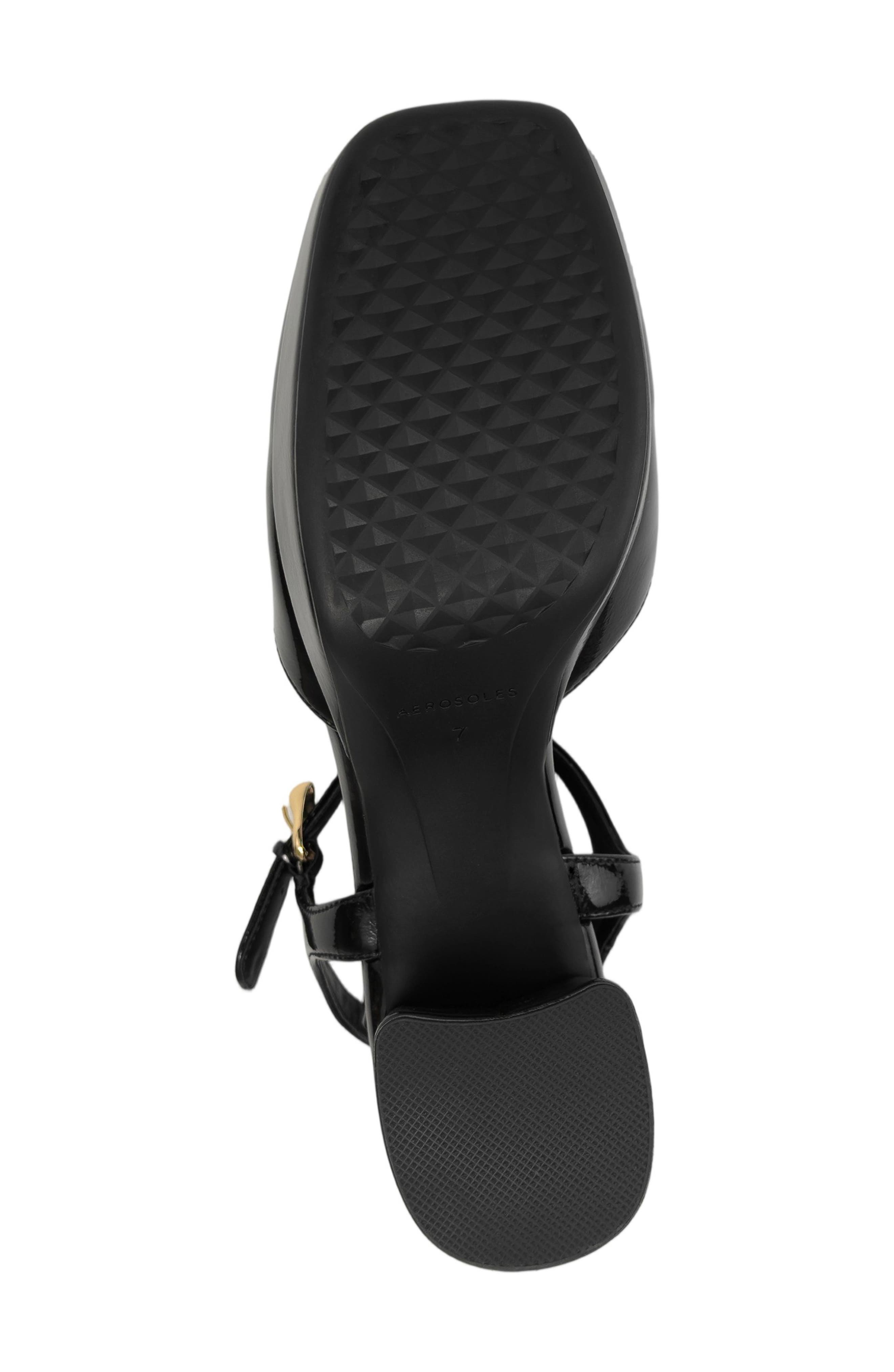 Aerosoles Senna Ankle Strap Platform Pump, Alternate, color, Black Fx Crinkle Patent