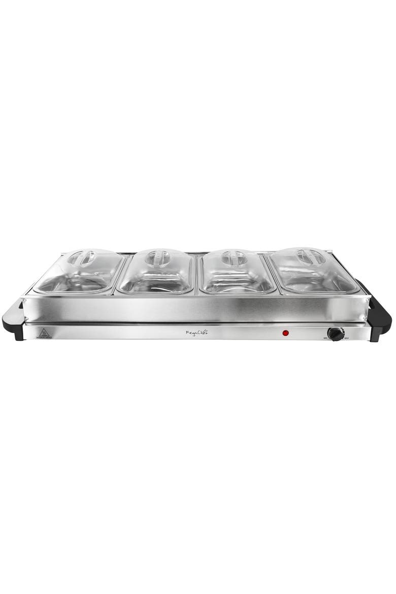 Buffet Server & Food Warmer With 4 Removable Sectional Trays , Heated Warming Tray and Removable Tray Frame, Alternate, color, Grey