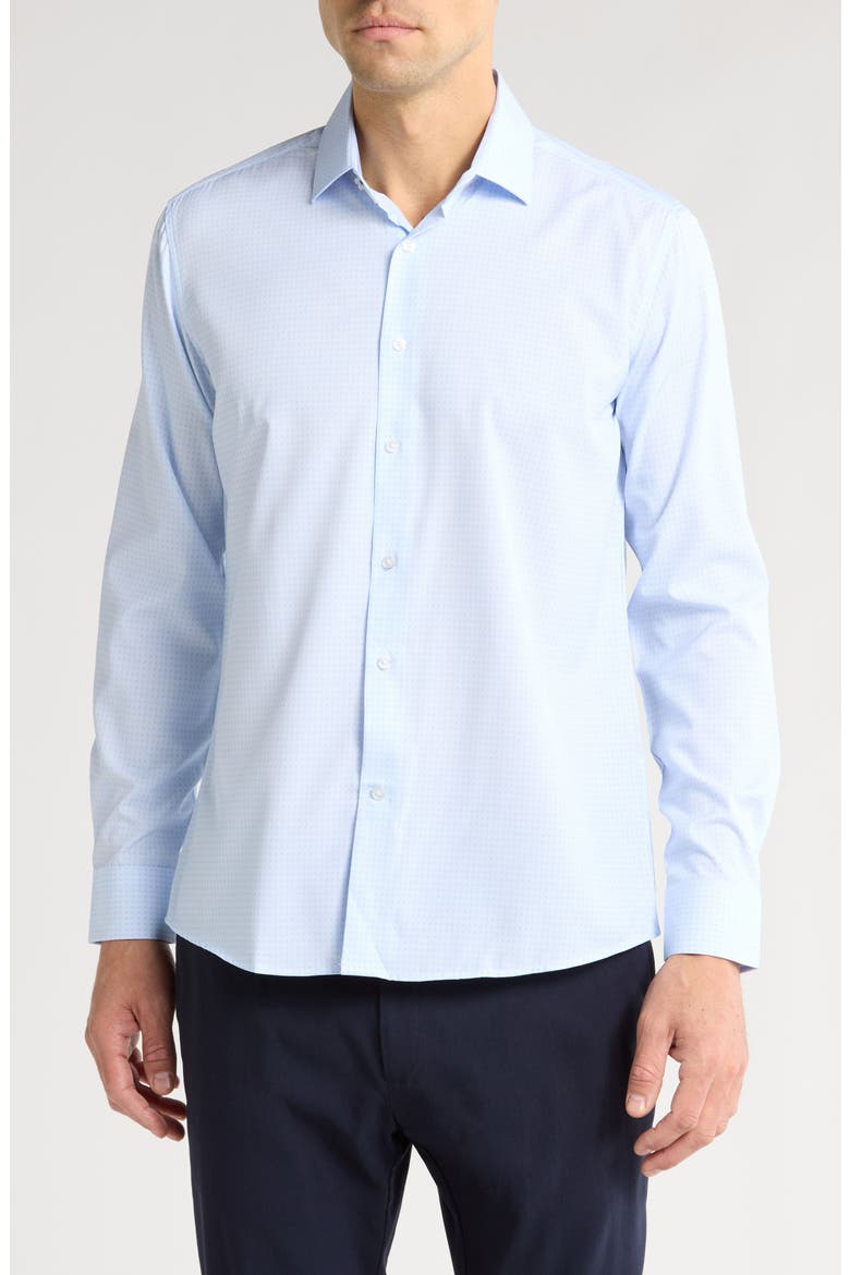 Slim Fit 4-Way Stretch Performance Button-Down Shirt, Main, color, BLUE