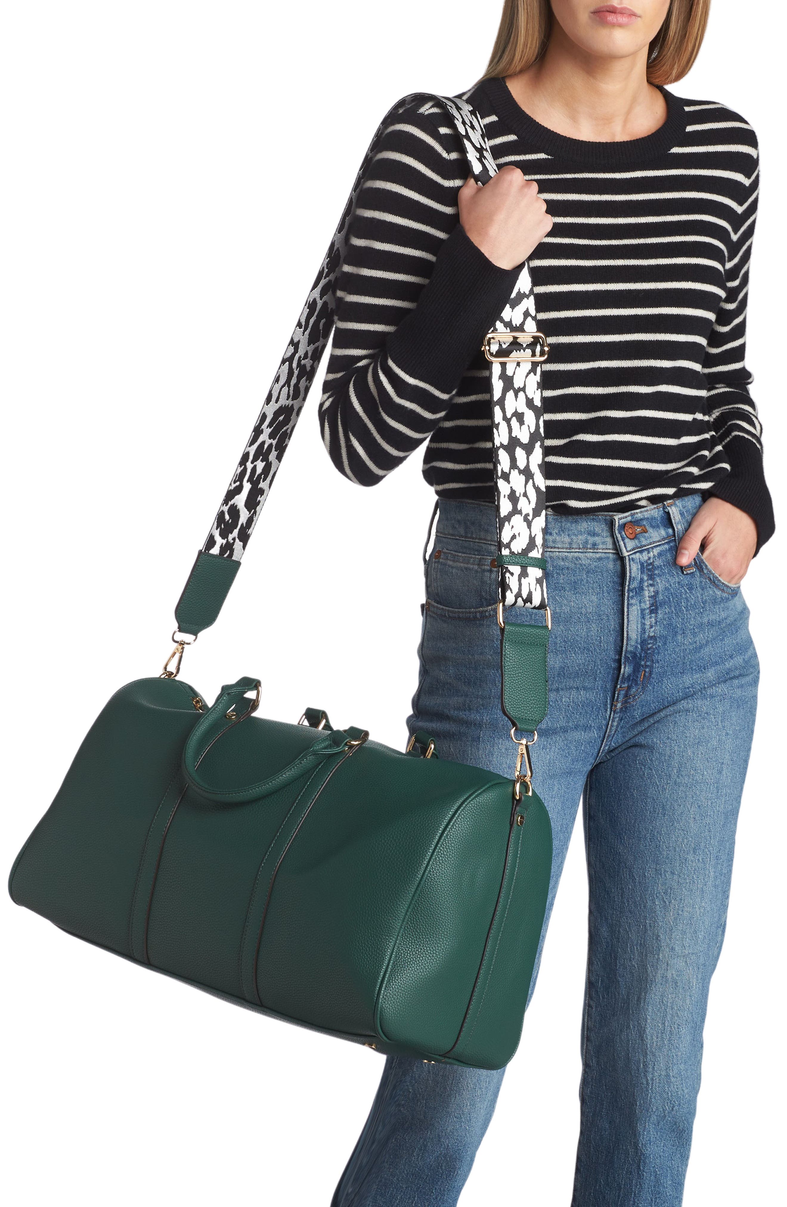 Jamie Vegan Leather Weekend Bag, Alternate, color, FOREST