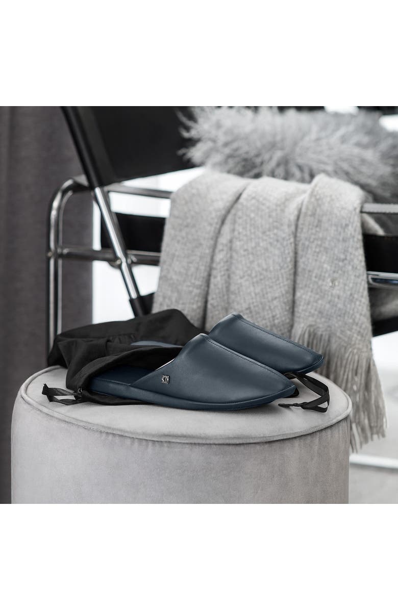 Togas Glen Men's Leather Slippers, Alternate, color, Blue