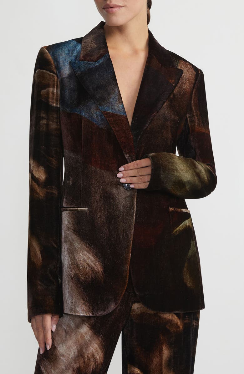 Lafayette 148 New York x Save Venice Peaked Lapel Single Breasted Velvet Blazer, Main, color, 