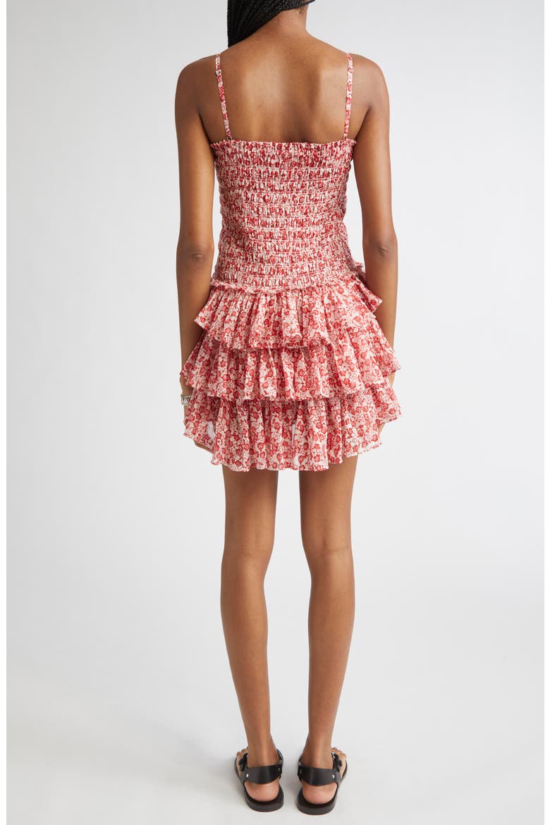 Elodie Floral Print Voile Minidress, Alternate, color, RED