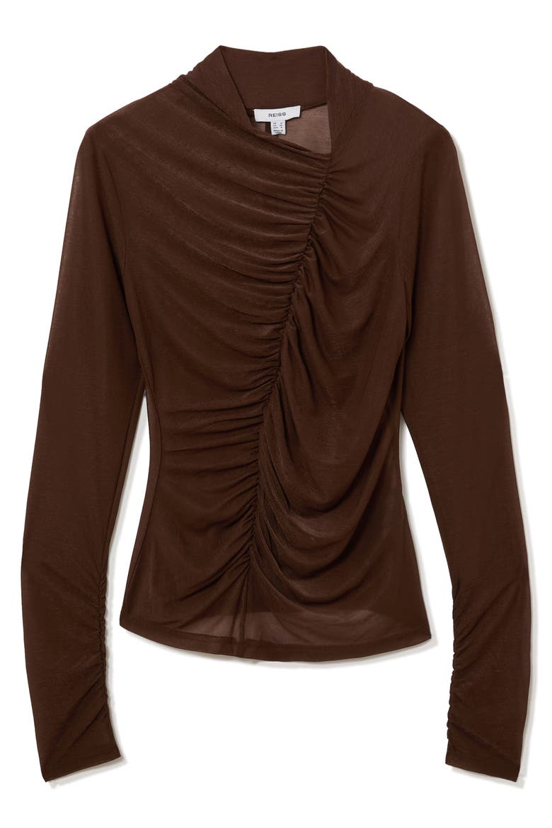 Robyn Ruched Long Sleeve Top, Alternate, color, MOCHA BROWN