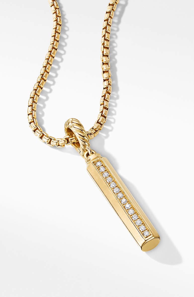 David Yurman Barrel Amulet in 18K Yellow Gold with Diamonds, 20mm, Alternate, color,