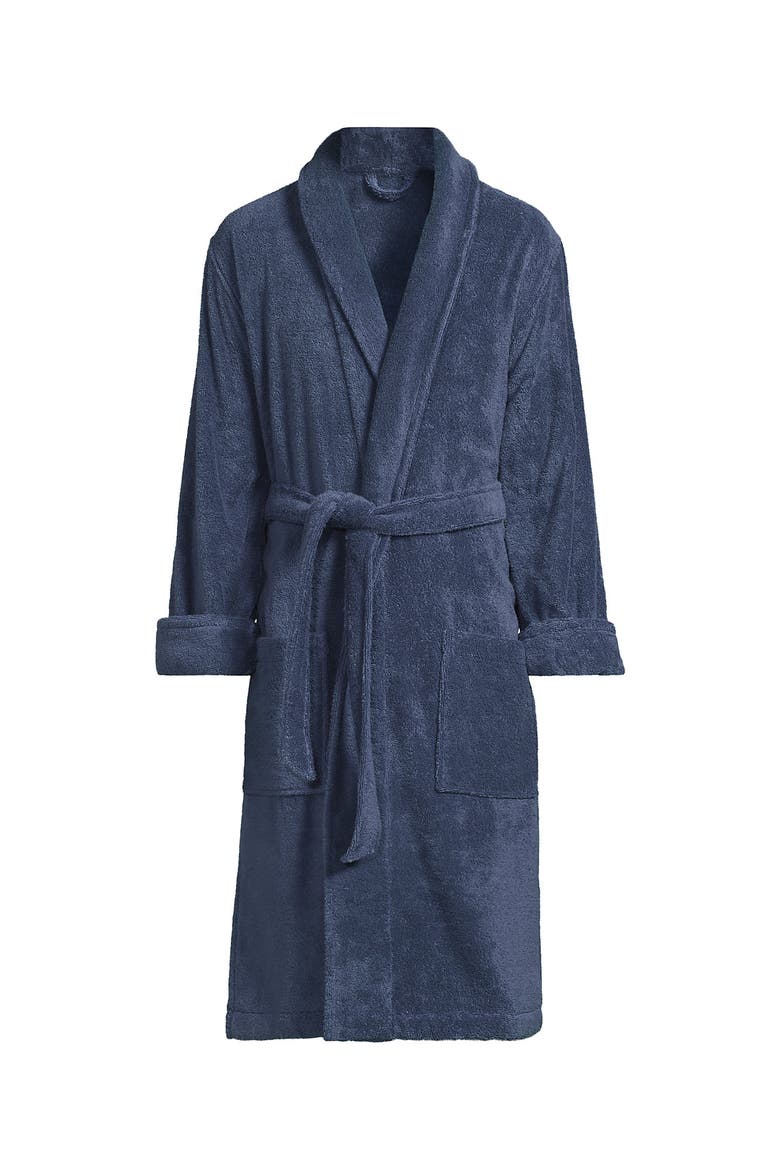 Calf Length Turkish Terry Robe, Alternate, color, Nightfall Blues