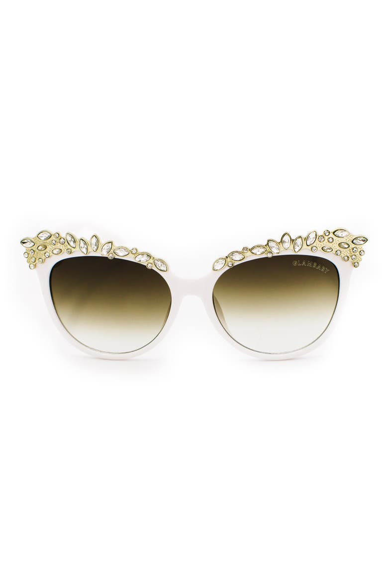 Valentina Cat Eye Sunglasses, Alternate, color, WHITE