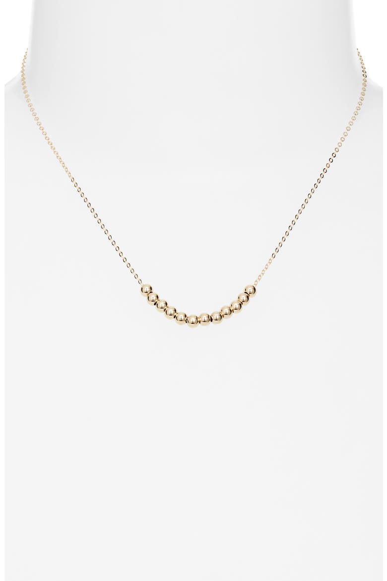 Beaded Chain Choker Necklace, Alternate, color, GOLD FILL