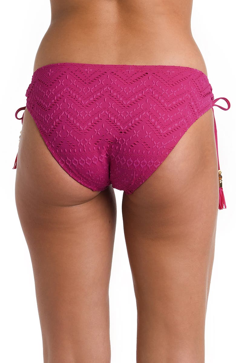 La Blanca Salt Side Tie Hipster Bikini Bottoms, Alternate, color, Magenta