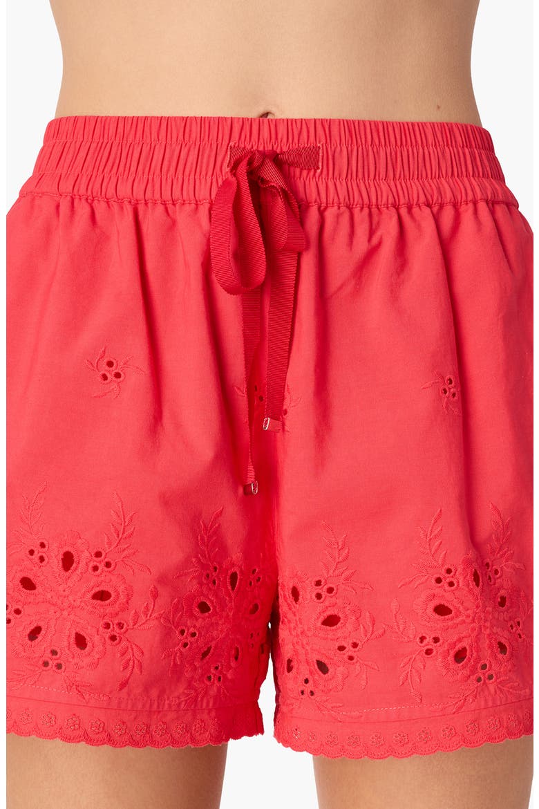 Jomi Embroidered Eyelet Cotton Shorts, Alternate, color, CANDY APPLE