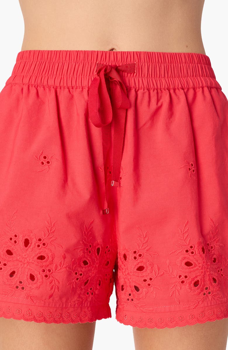 CAMI NYC Jomi Embroidered Eyelet Cotton Shorts, Alternate, color, Candy Apple
