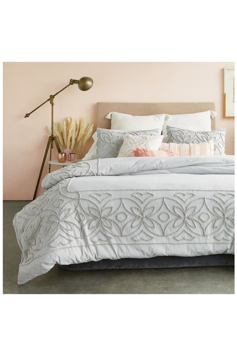 Chenille Border Comforter & Shams Set, Alternate, color, GREY