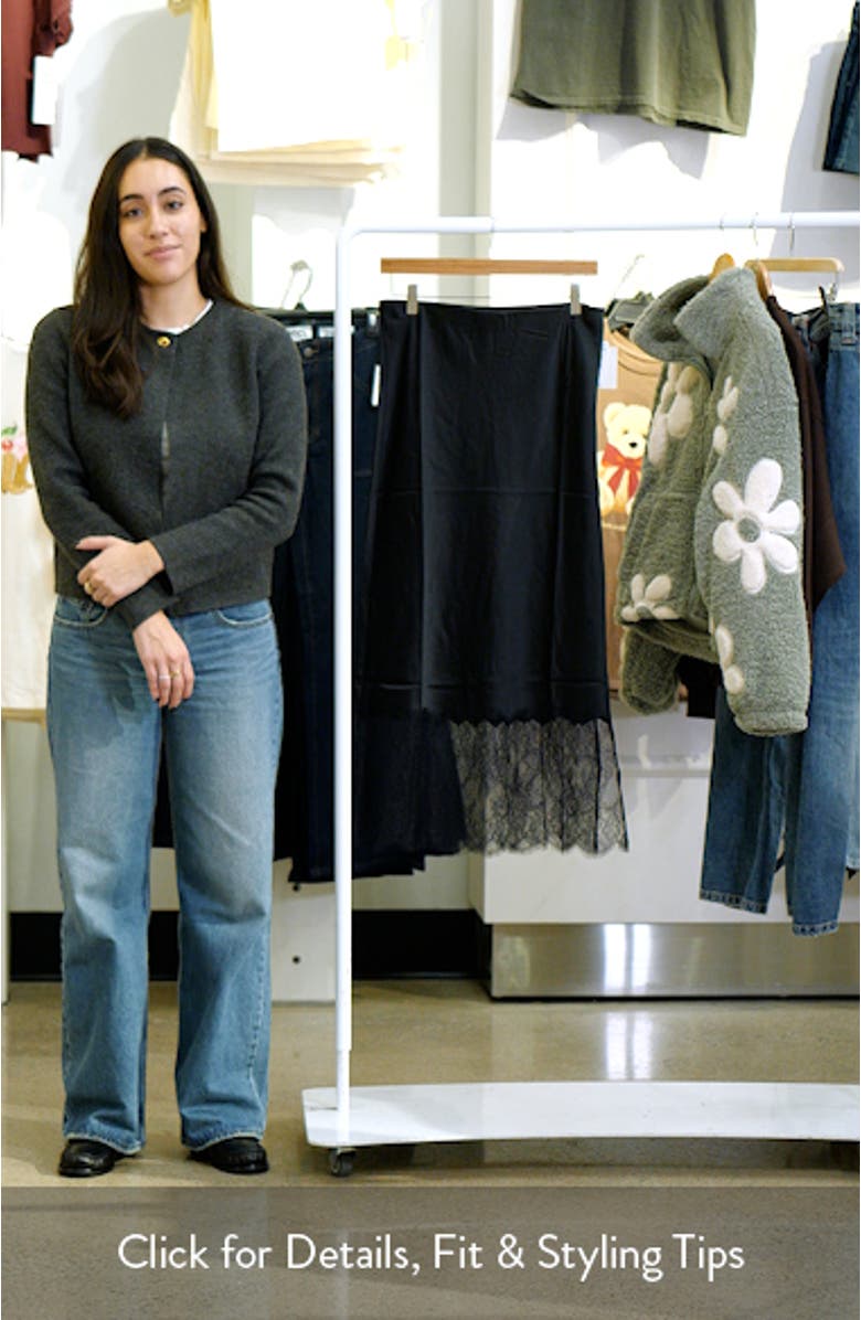 Lace Trim Satin Midi Skirt, sales video thumbnail