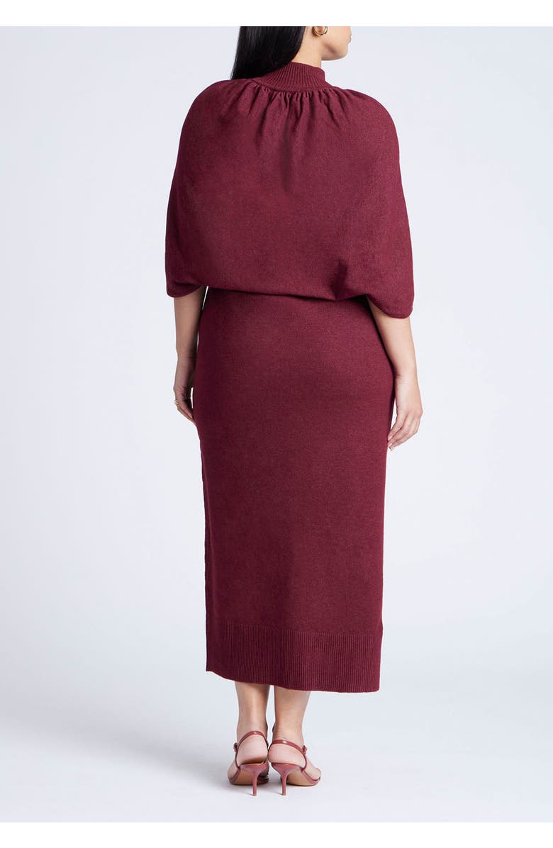 ELOQUII Sweater Cape Dress, Alternate, color, Bordeaux