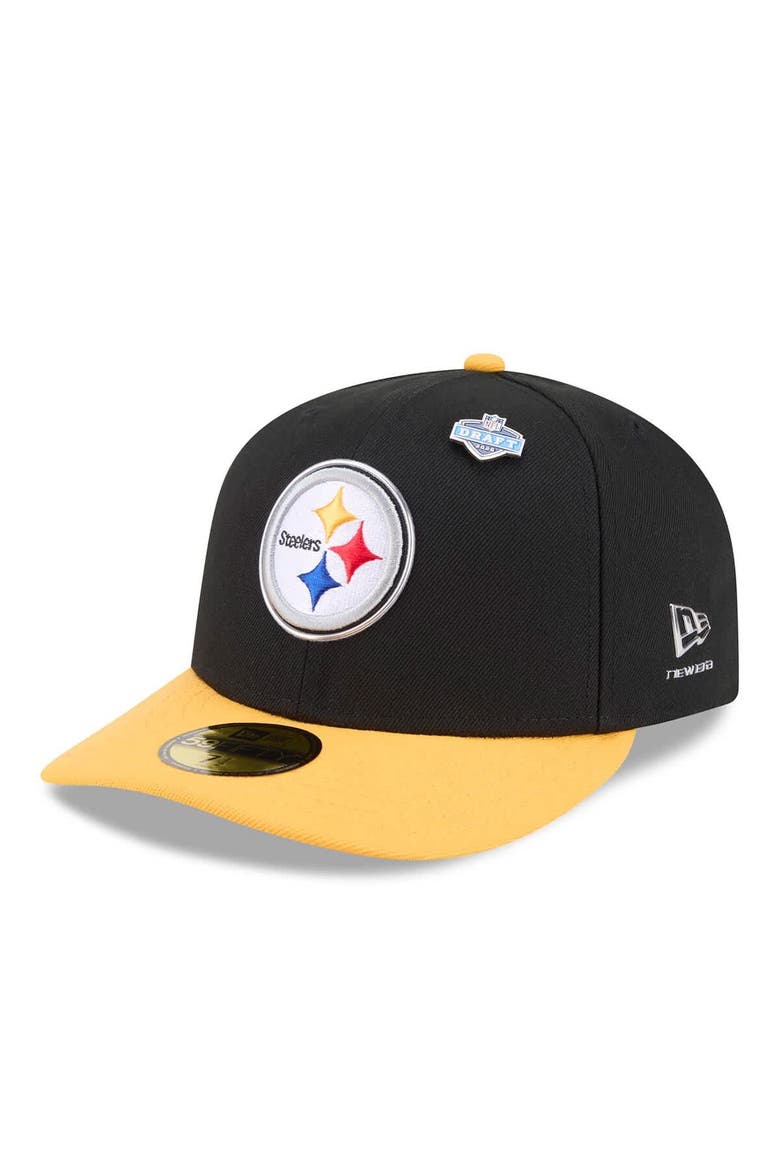Men's New Era  Black/Gold Pittsburgh Steelers 2026 NFL Draft Pre-Curved 59FIFTY Fitted Hat, Main, color, Black