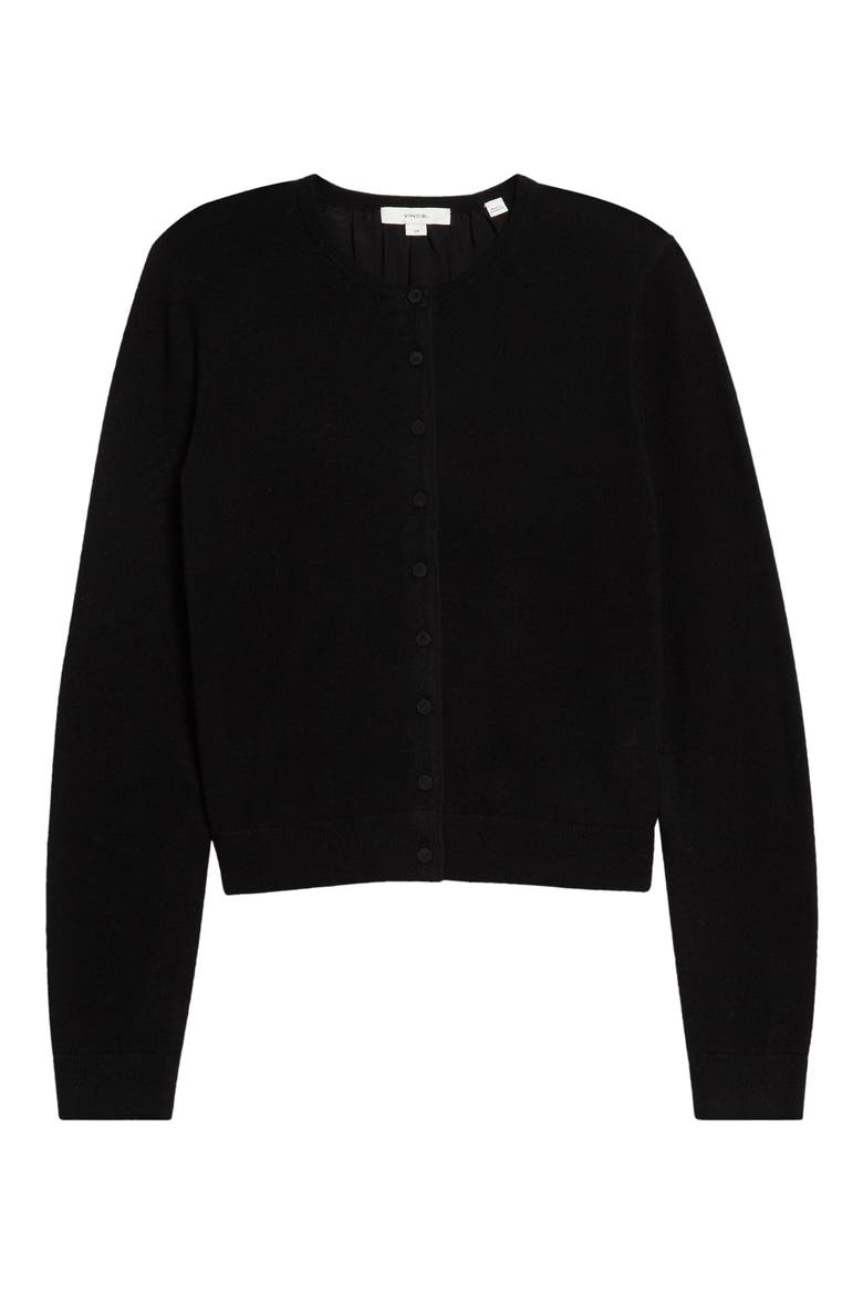 Mixed Media Wool and Silk Blend Cardigan, Main, color, BLACK