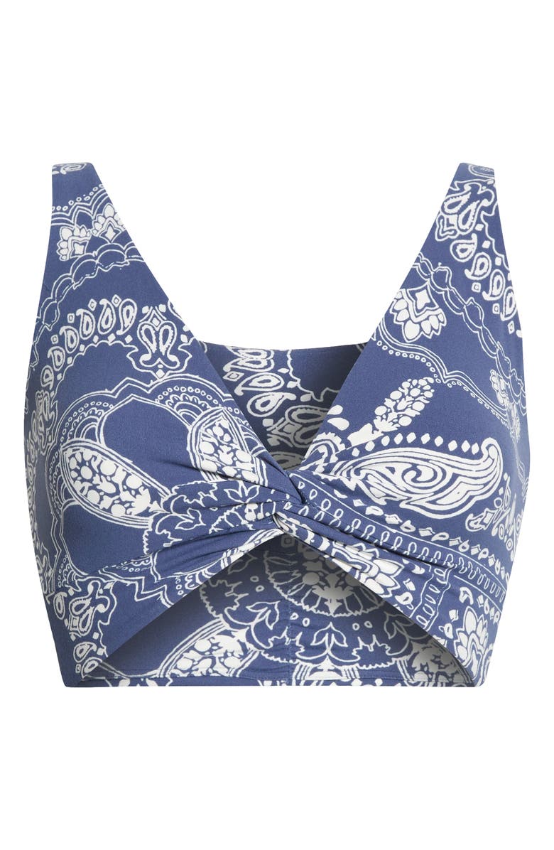 Free People Never Better Twist Crop Top, Main, color, Blue Indigo Bandana